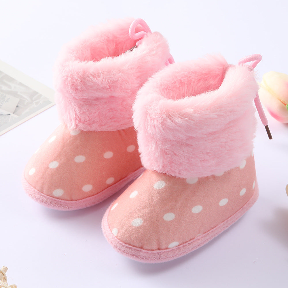 Botas de piel con lunares y zapatos para bebé recién nacido