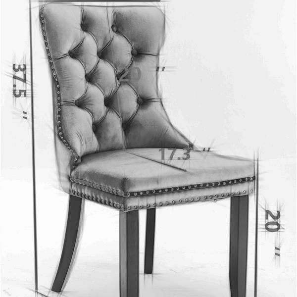 Colección de muebles, juego de 2 sillas de comedor modernas de alta gama con capitoné de madera maciza, tapizadas en PU y terciopelo.