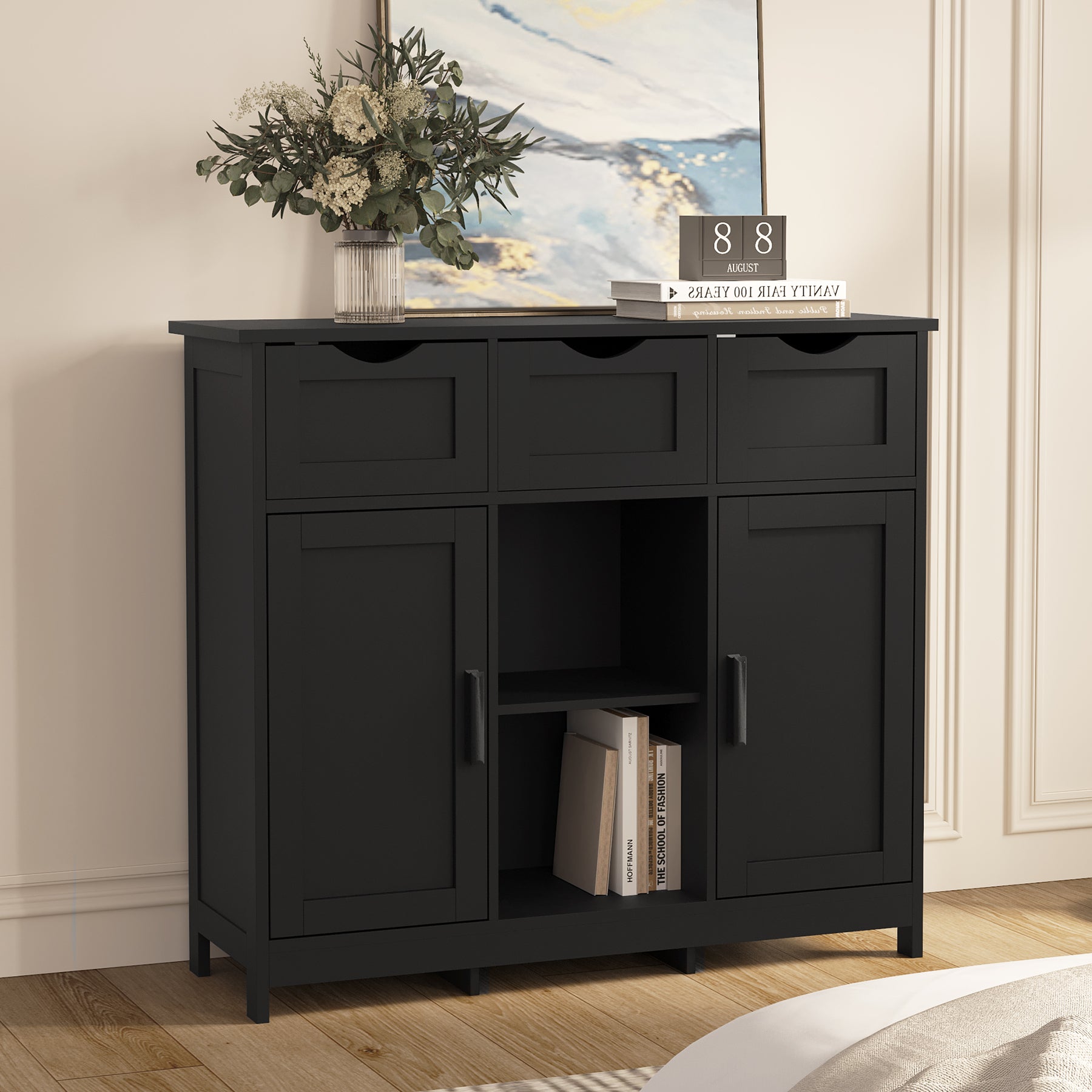 Storage Cabinet, Wooden Floor Cabinet, Storage Cabinet With Drawers And Shelves, Living Room, Bedroom, Bathroom Furniture, Home Decoration Cabinet