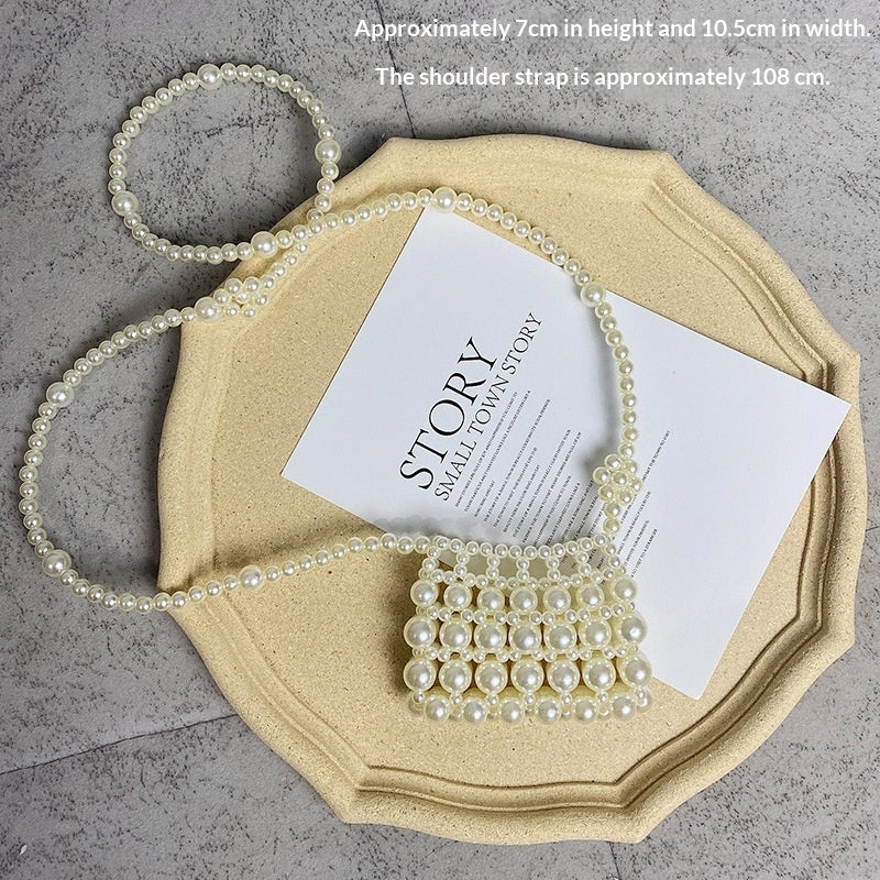 Bolso bandolera de verano versátil, mini, retro, tejido a mano con perlas