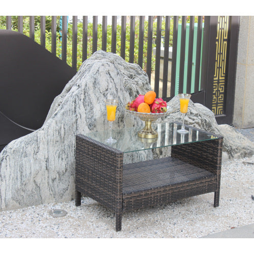 Mesa de centro para muebles de patio al aire libre con vidrio templado transparente