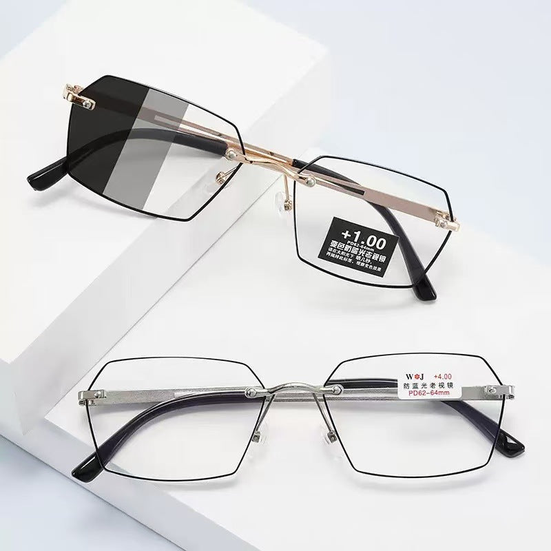 Gafas bifocales para hombre con lentes que cambian de color sin marco