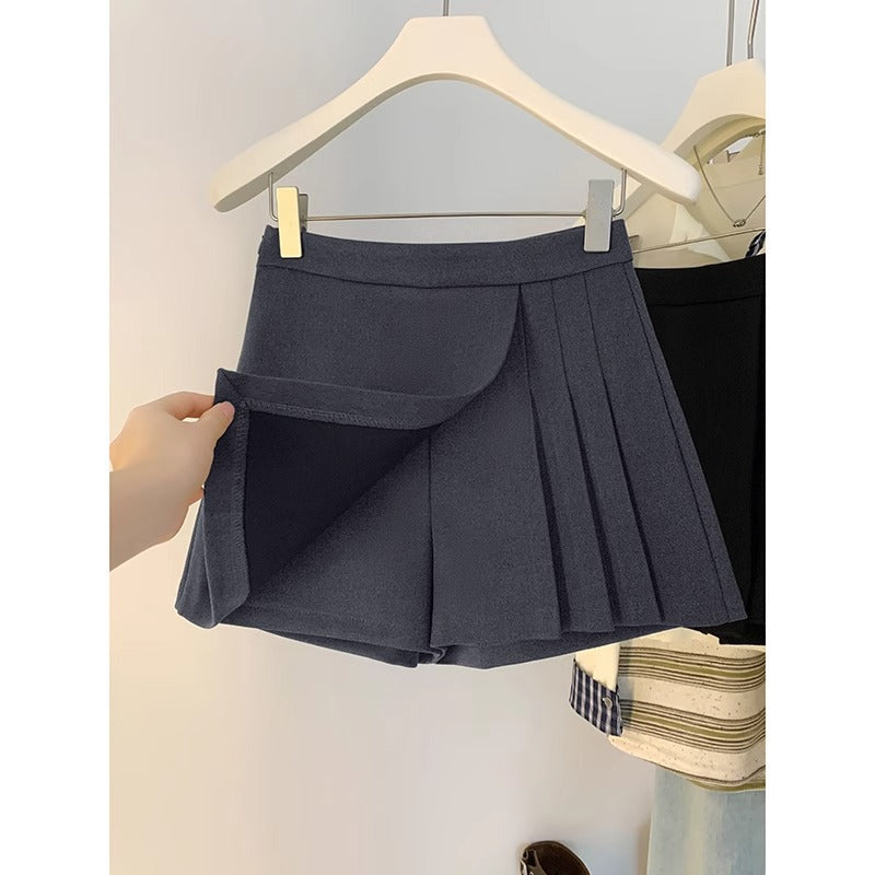 Loose-fitting Figure-flattering Versatile Wide-leg Pantskirt Shorts