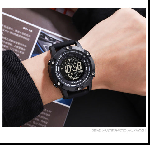 Reloj electrónico deportivo de silicona para hombre, multifuncional.