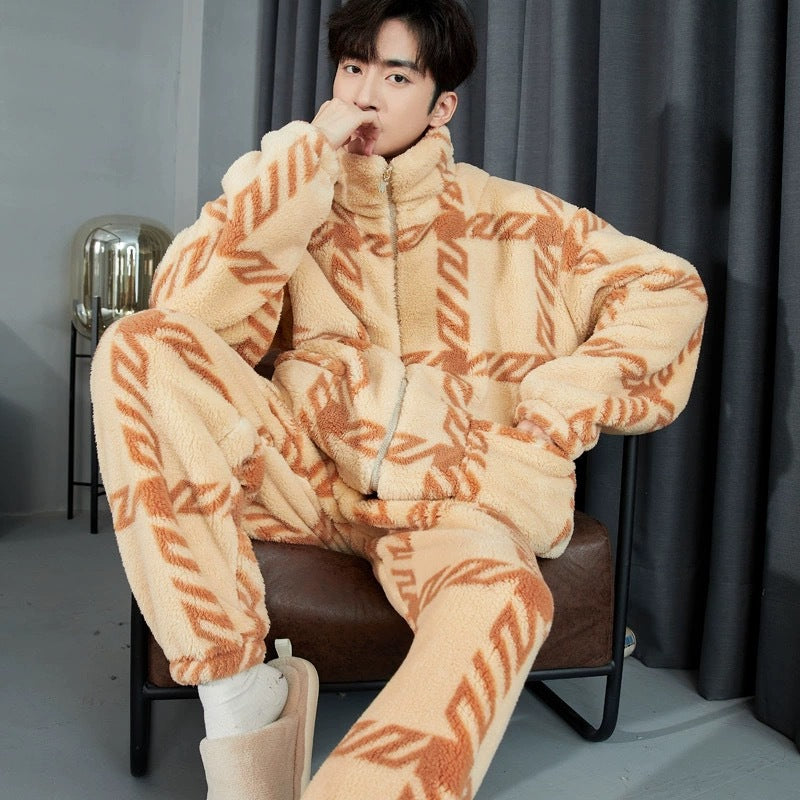 Pijama de invierno grueso con cremallera para hombre
