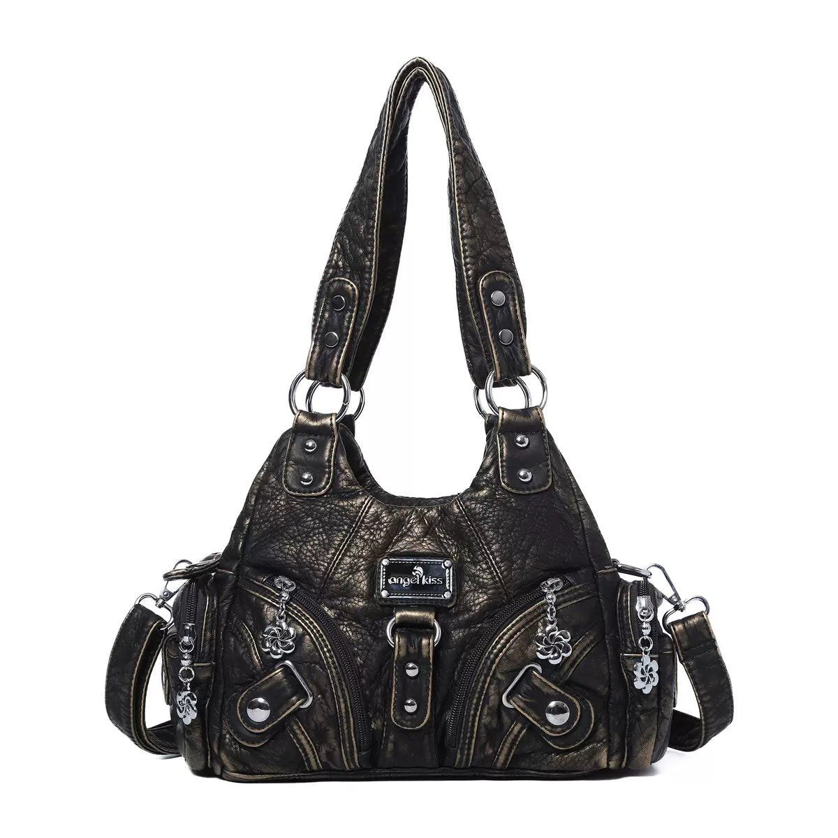 Bolso de hombro atrevido y original con estampado de leopardo postapocalíptico DIY