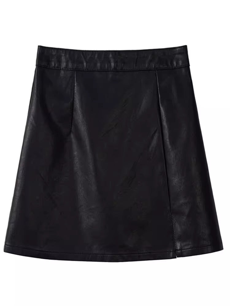 Falda de cuero sintético para mujer, sexy, ajustada, de cintura alta, para otoño e invierno