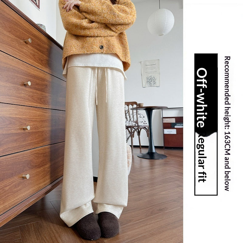 New Relaxed-fit Figure-flattering Straight-leg Casual Lounge-style High-waist Slim Wide-leg Pants
