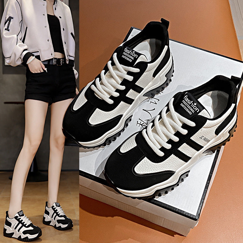 Zapatillas deportivas elegantes e informales de suela gruesa para mujer