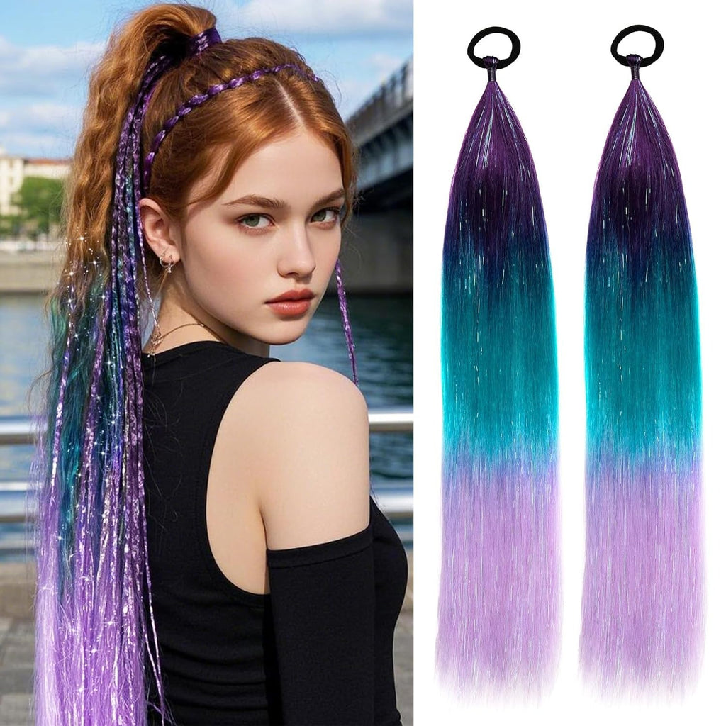 Peluca de seda láser para mujer, estilo europeo y americano, con trenza de boxeo y cola de caballo.