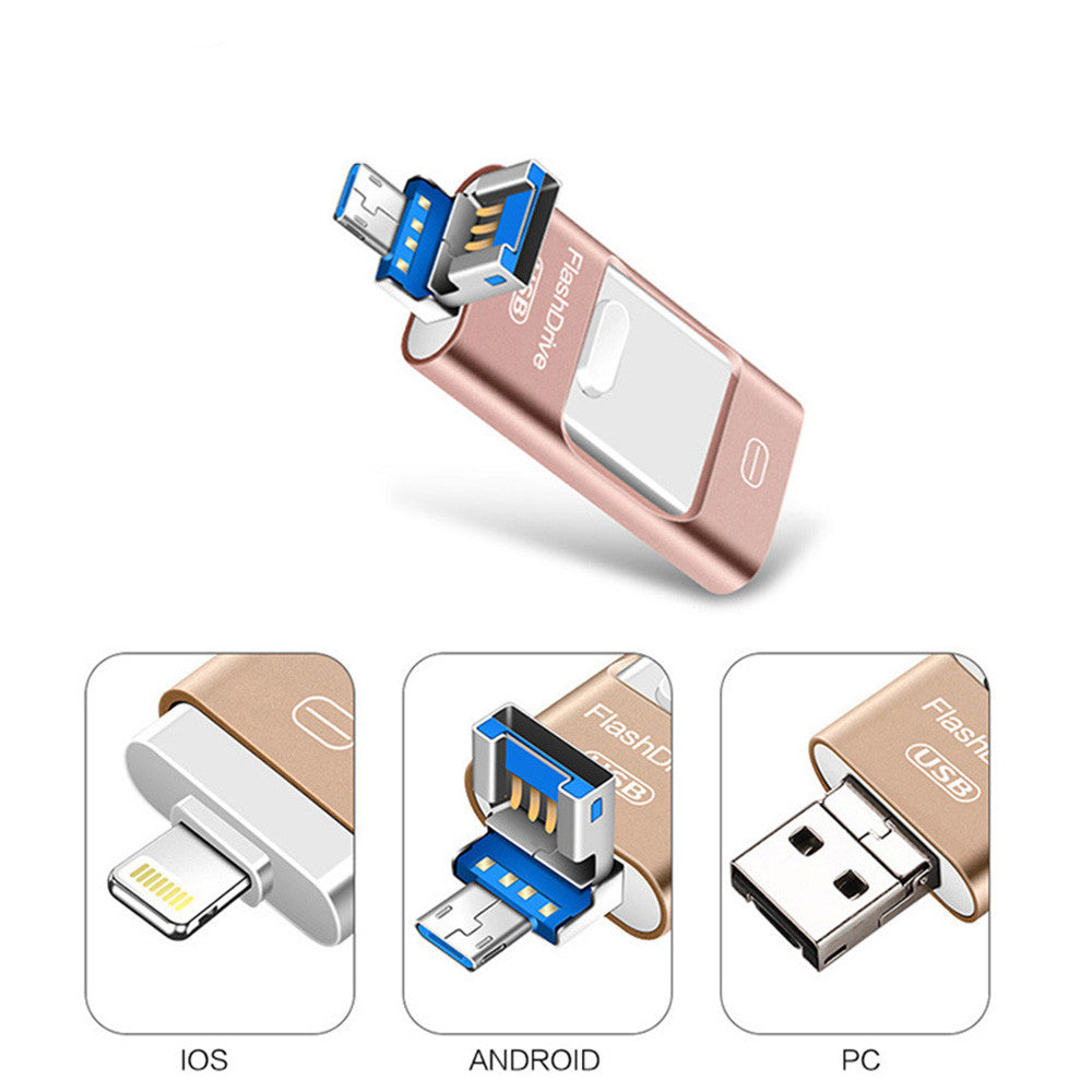 Unidad USB universal tres en uno para teléfono móvil y ordenador