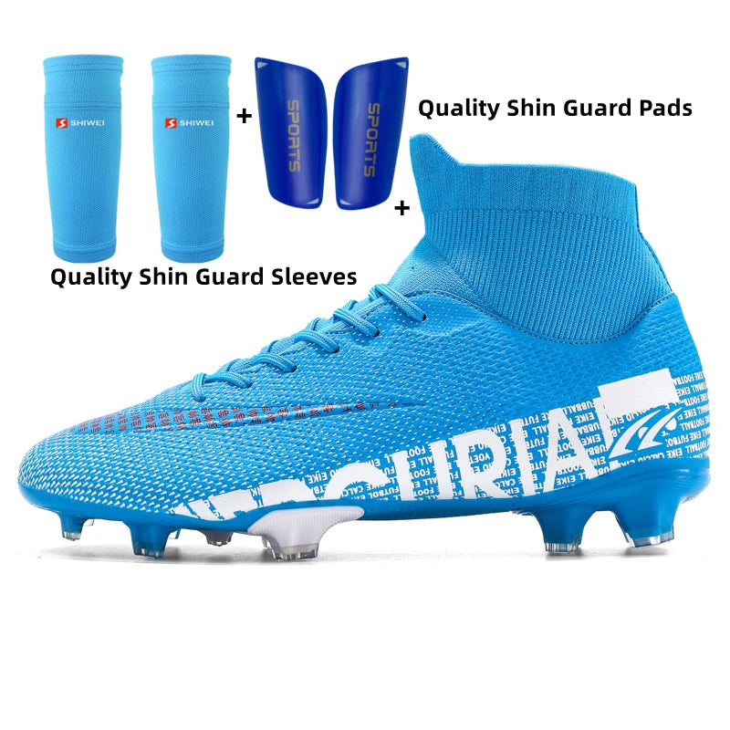 Zapatillas de fútbol de caña alta para hombre y mujer, con clavos rotos, tacos cortos AG, clavos largos TF, zapatillas de entrenamiento deportivas
