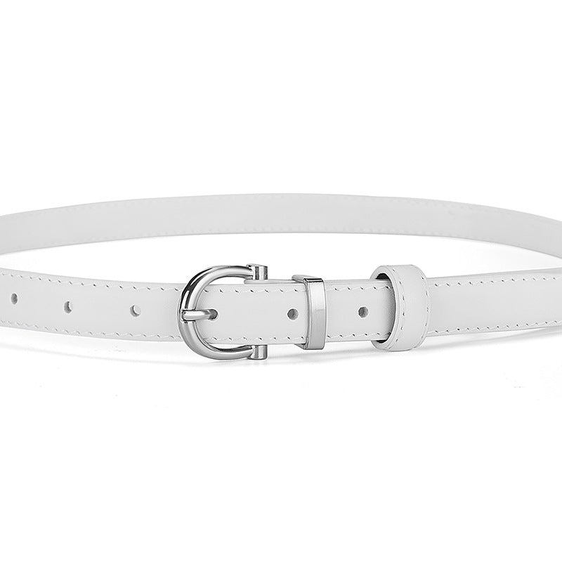 Women's First-Layer Cowhide All-Match Black Slim Belt