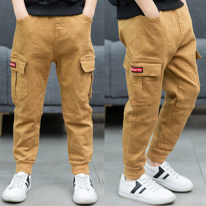 Autumn Trousers Outer Wear Men's Medium And Big Children's Overalls Casual New Fashion