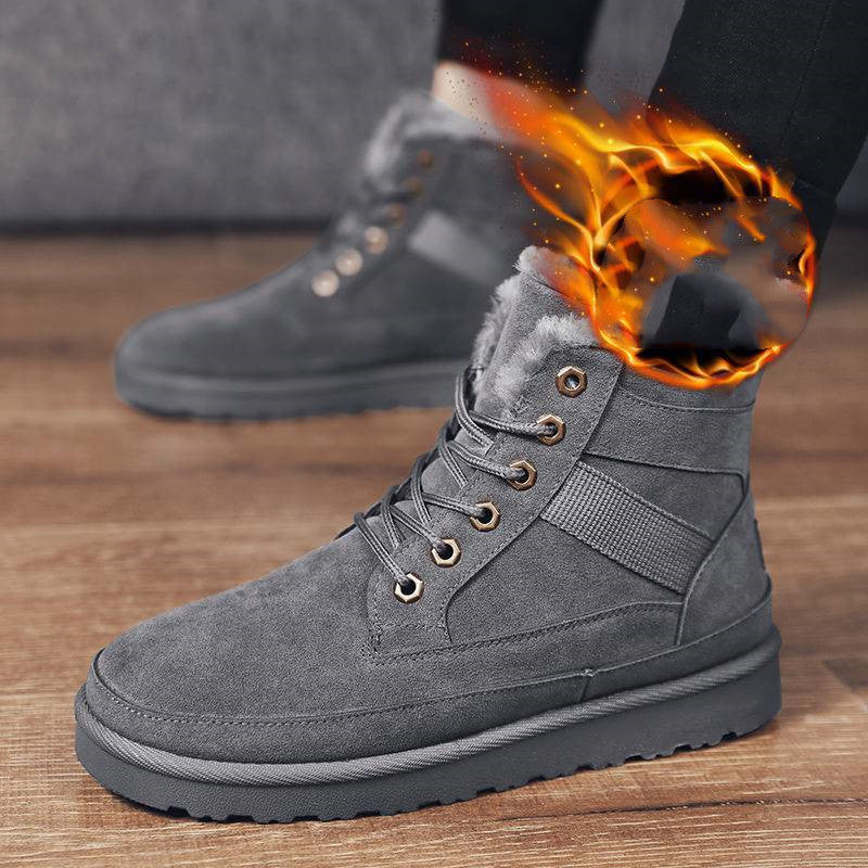 Botas de nieve de piel de ruibarbo cálidas y gruesas
