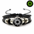 Pulsera de cuero luminosa para parejas de amantes del sol y la luna