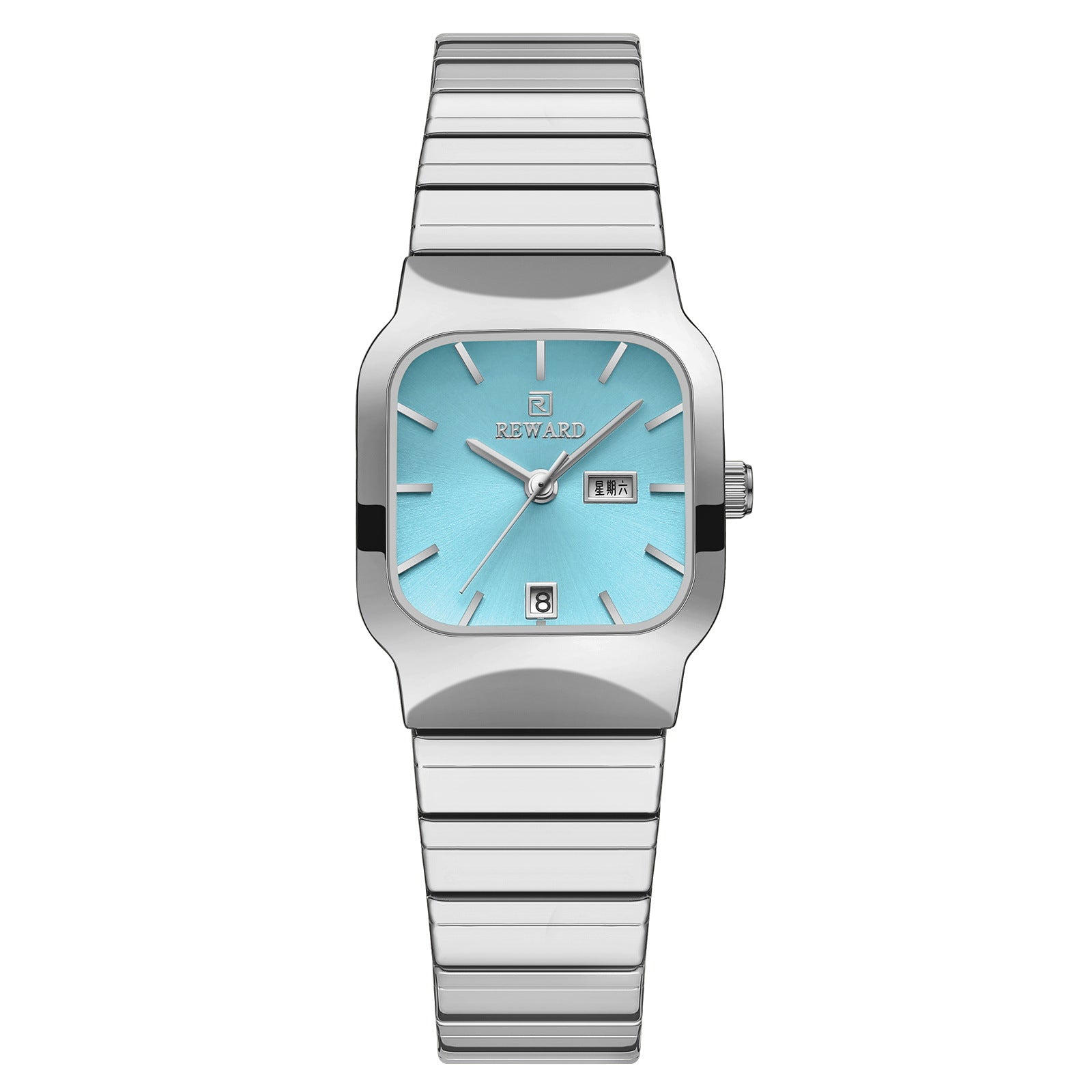 Reloj funcional informal de pareja con doble punta cuadrada