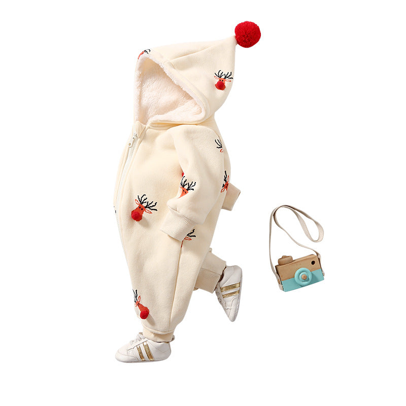 Ropa de bebé cálida y acolchada de color caqui Ropa de gateo para bebés