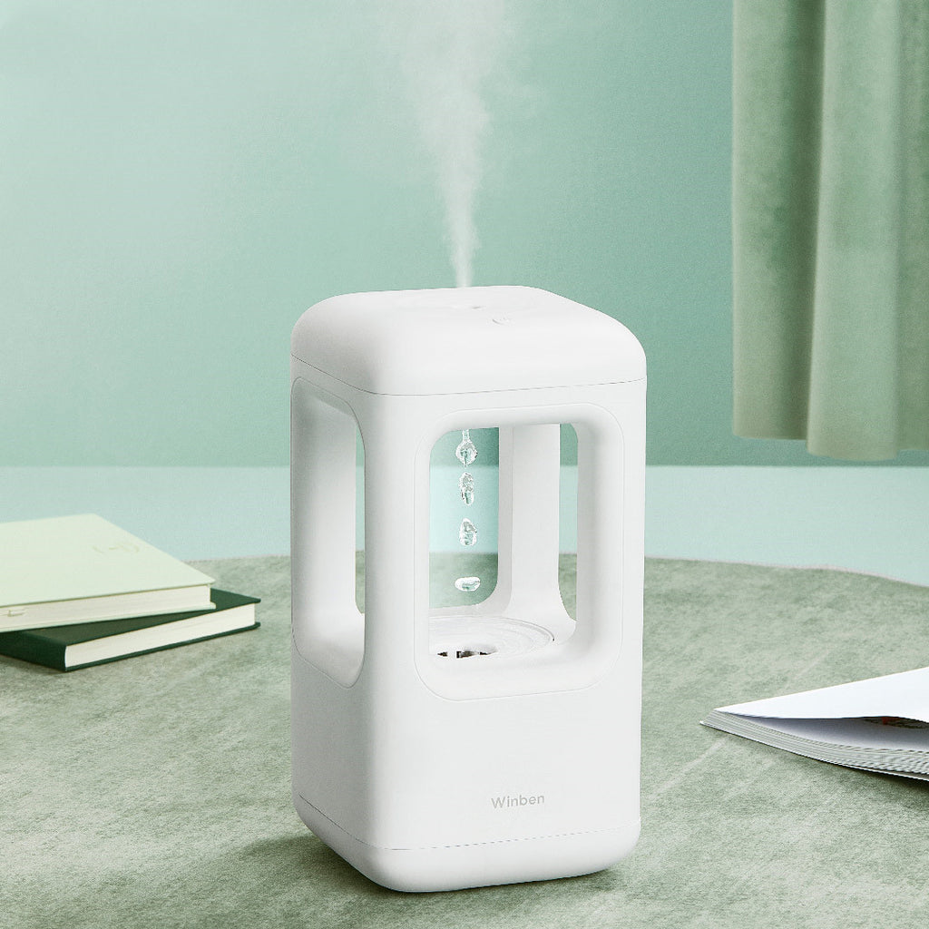 Nuevo humidificador de aire para el hogar, silencioso, para dormitorio, antigravedad, con gotas de agua y luz ambiental.