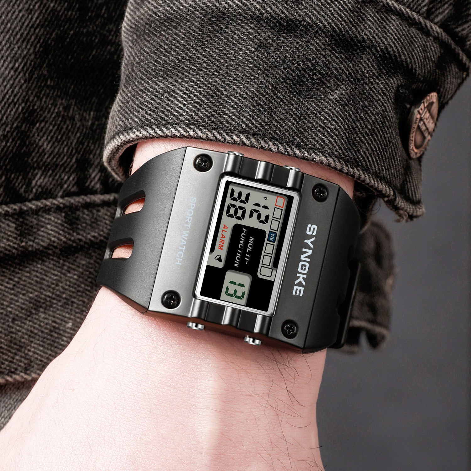 Reloj inteligente deportivo de aleación para hombre con pantalla grande y diseño resistente al agua.