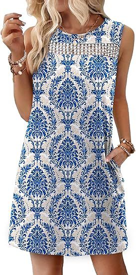 Fashionable Printed Lace Trim Patchwork Dress