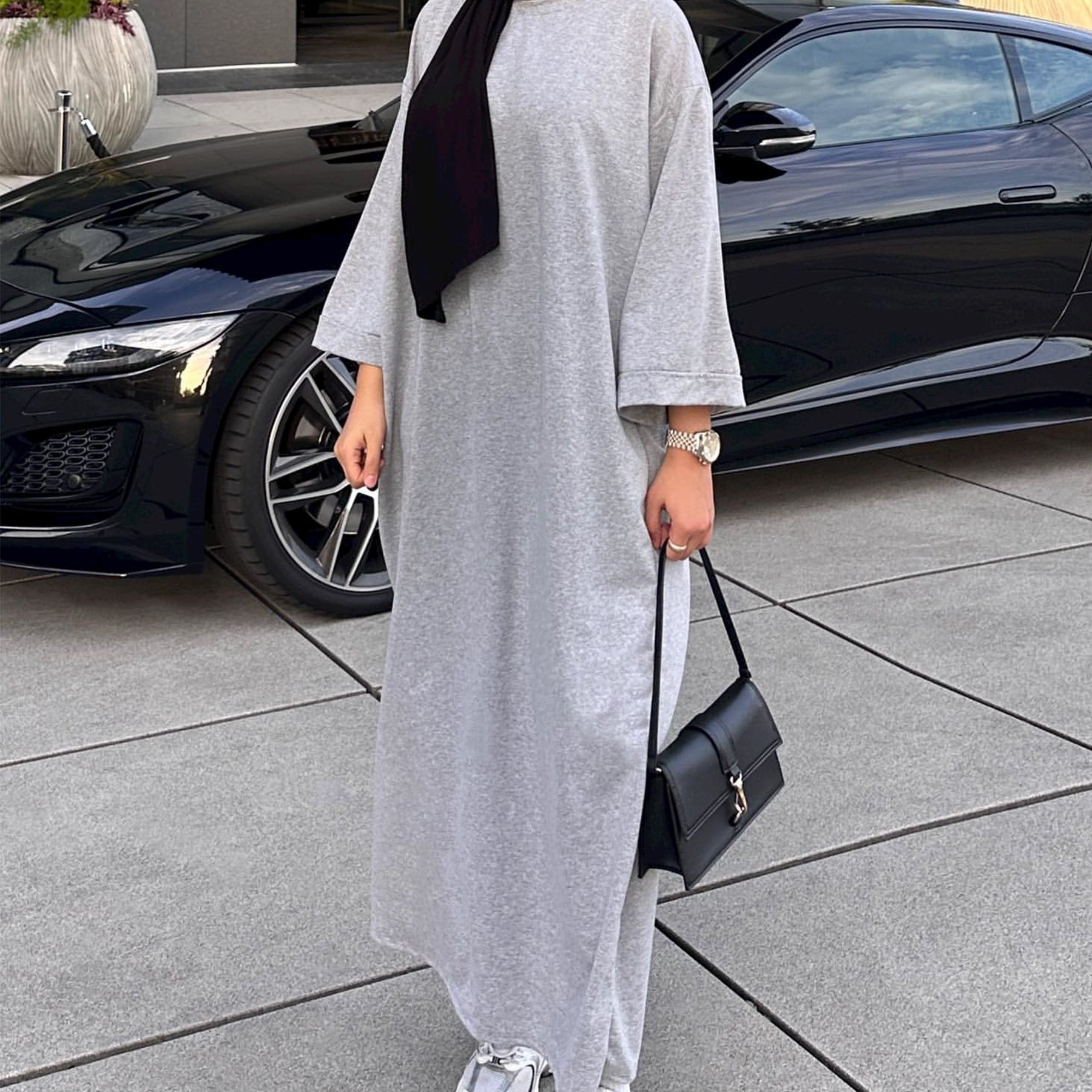 Women's Simple And Comfortable Solid Color Sweatshirt Dress