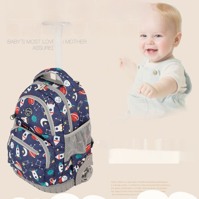 Mochila escolar con ruedas para niños, estilo coreano