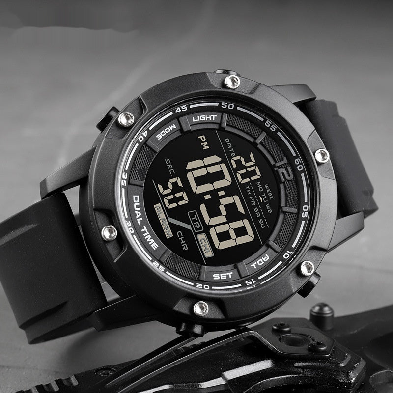 Reloj electrónico deportivo de silicona para hombre, multifuncional.