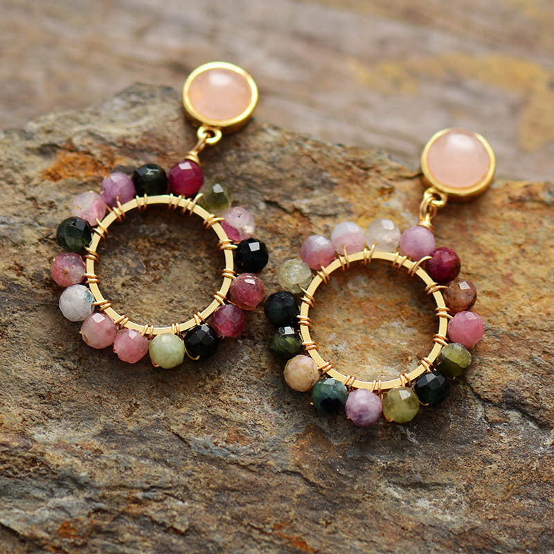 Tourmaline Crystal Purely Handmade Earrings