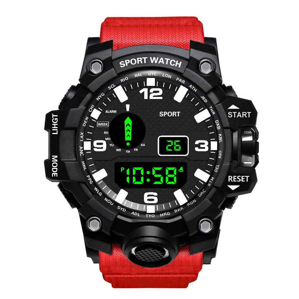 Reloj electrónico luminoso multifuncional deportivo impermeable para hombre