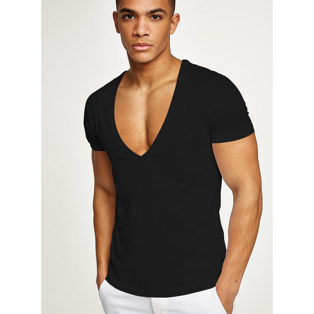 Camiseta de cuello en V profundo para fitness, deportes y ocio 
