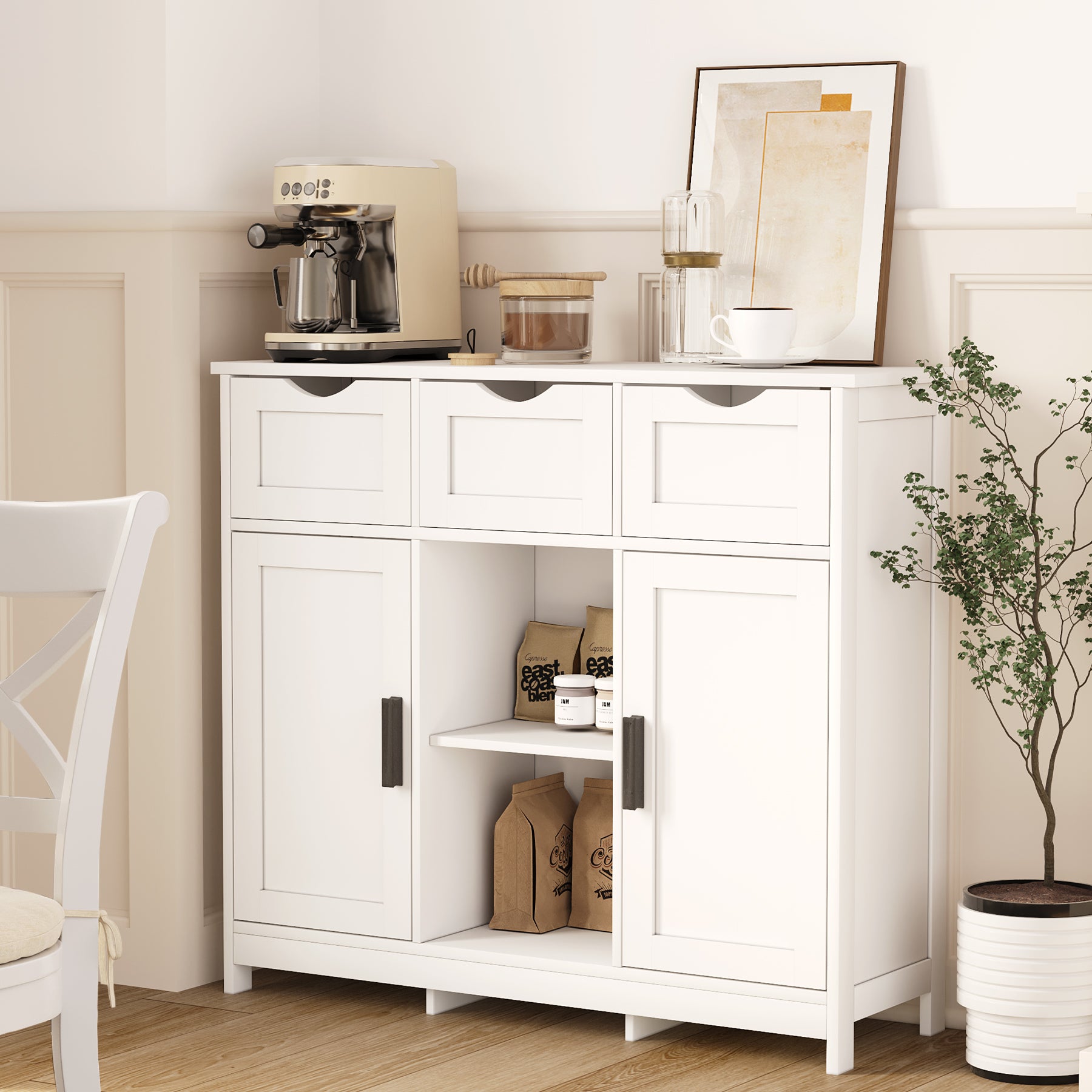Armarios con cajones y estantes, para sala de estar, dormitorio y baño, decoración del hogar, color blanco.