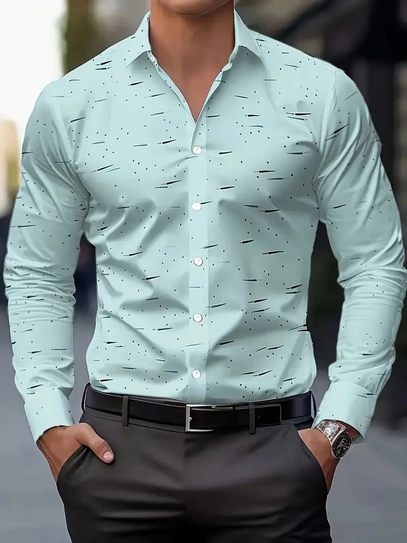 Fashionable Casual Printed Long-Sleeve Mens Shirt