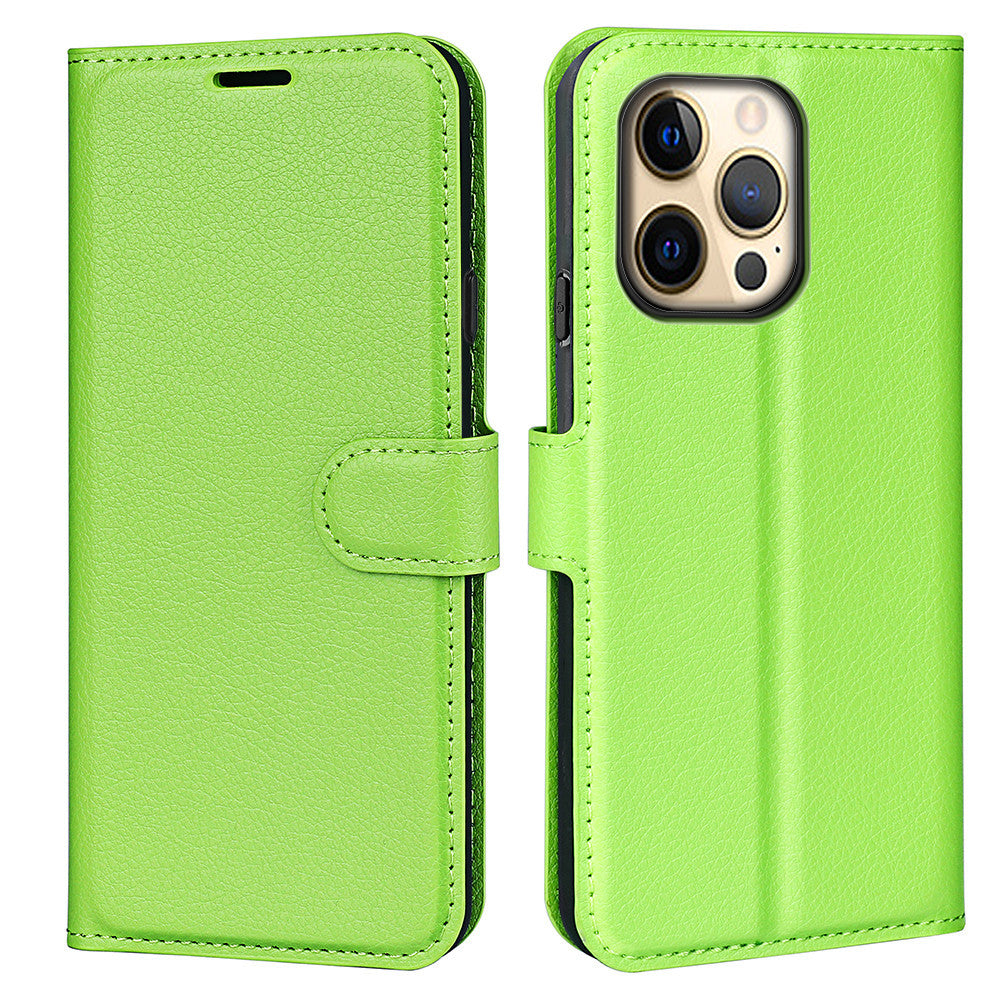 Funda para teléfono con ranura para tarjeta abatible y estampado de lichi