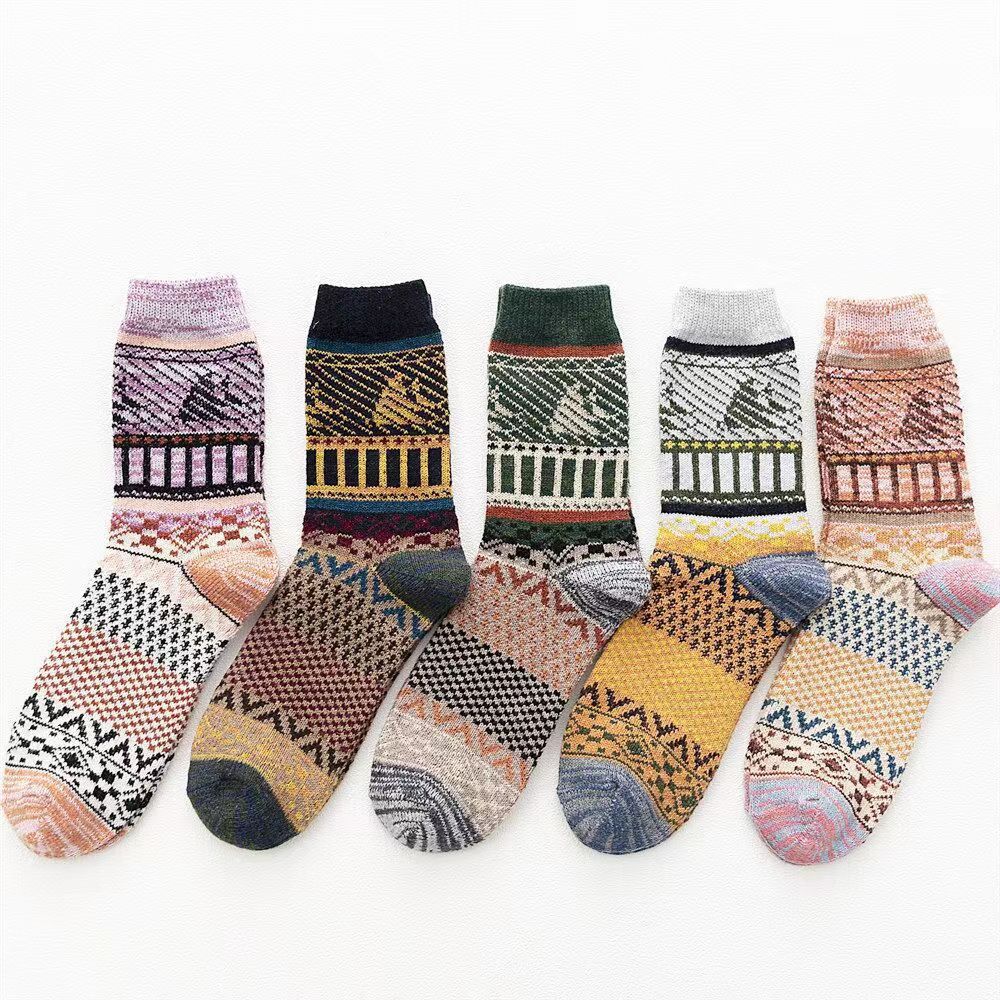 Calcetines de hombre de lana estilo étnico vintage para invierno