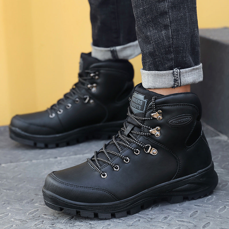 Botas altas de algodón para hombre, de talla grande, de invierno, con terciopelo para mantener el calor.