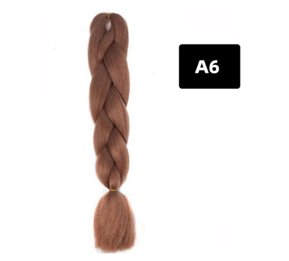Peluca de seda africana de alta temperatura con fibra química y trenza grande en color degradado