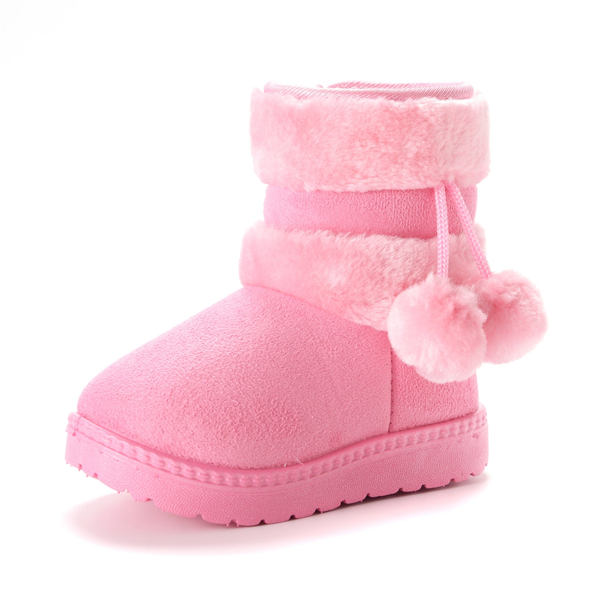 Botas de piel de búho nival con bolas de pelo para niños pequeños