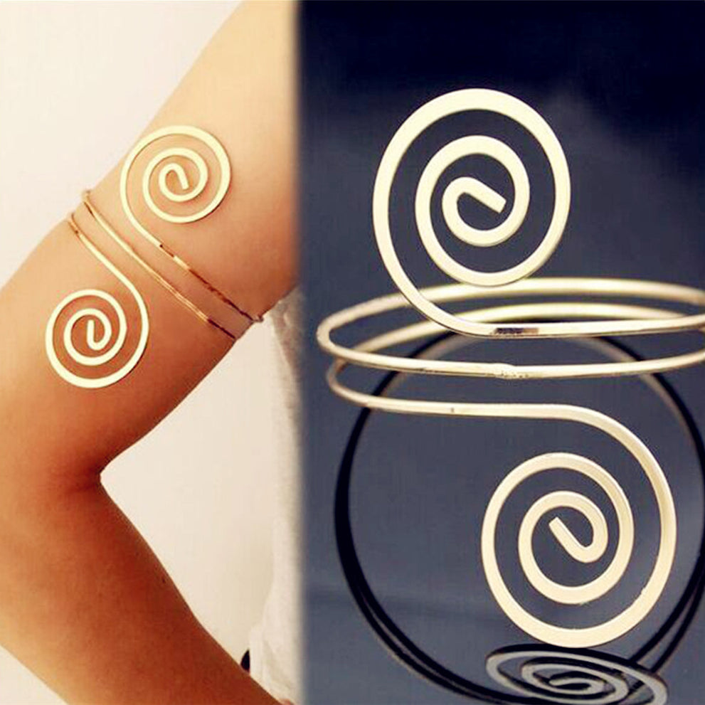 Gold & Silver Arm Cuff Bracelet – Women's Upper Arm Ring