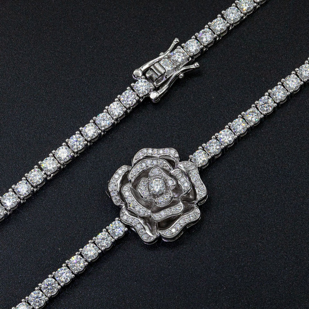 Collar de rosa personalizado de hip-hop de Moissani en plata 925