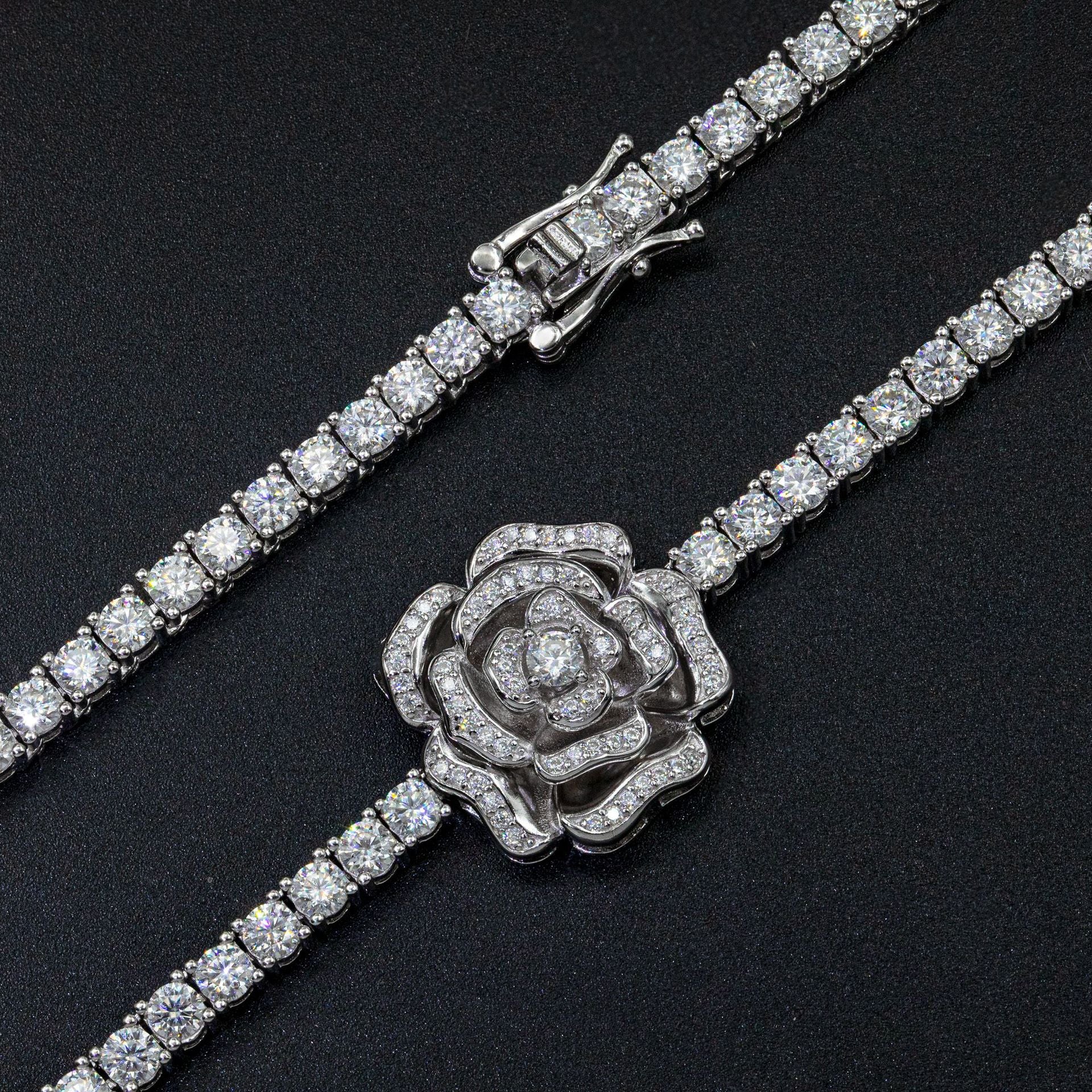 Collar de rosa personalizado de hip-hop de Moissani en plata 925
