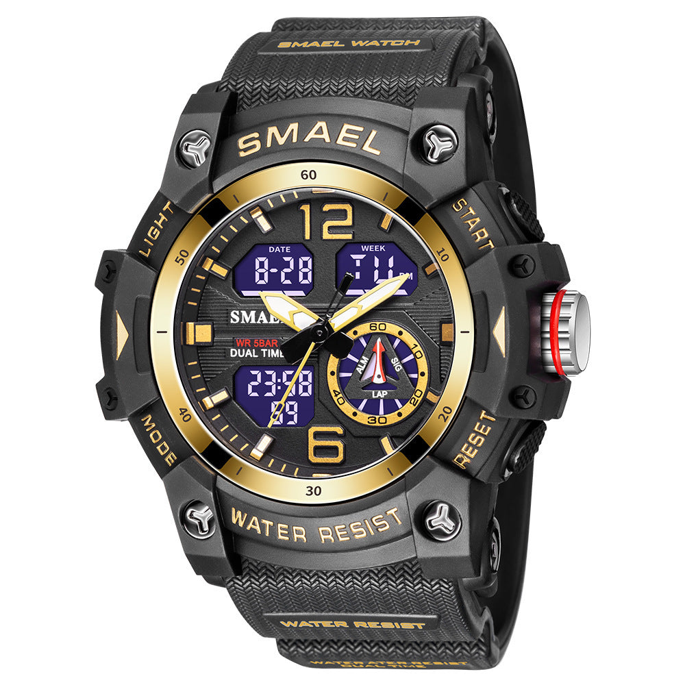 Reloj transparente para hombre para exteriores con un diseño moderno de doble pantalla.