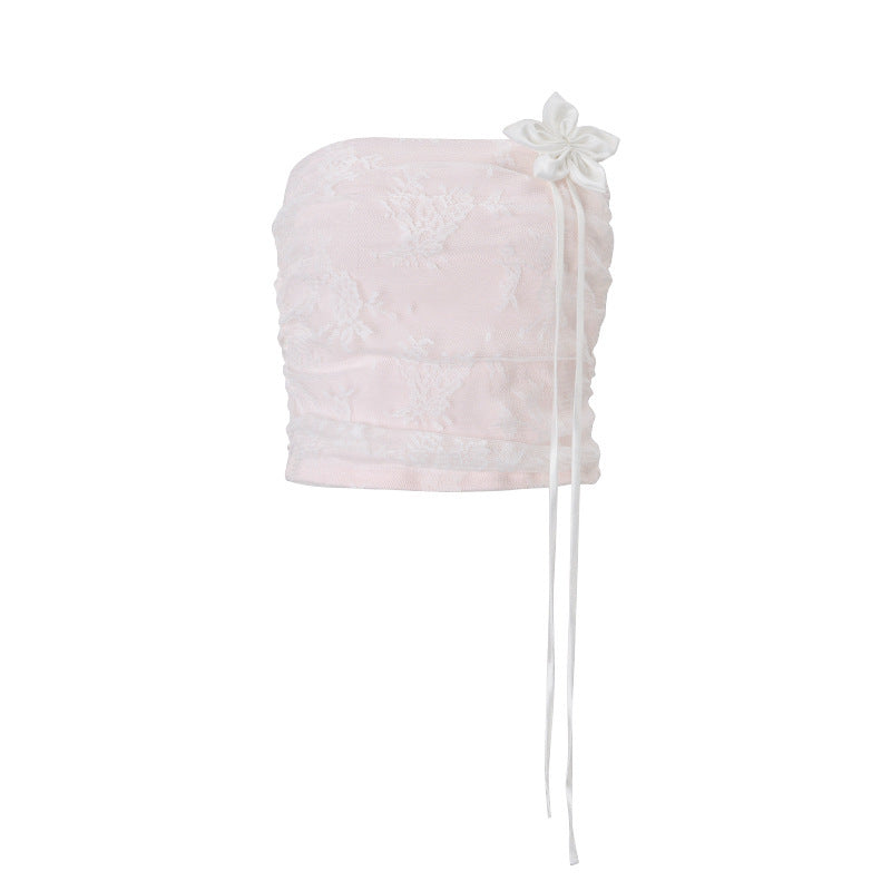 Chaleco tubo de malla floral sexy para mujer