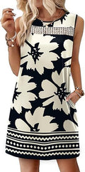 Vestido de patchwork con ribete de encaje estampado de moda