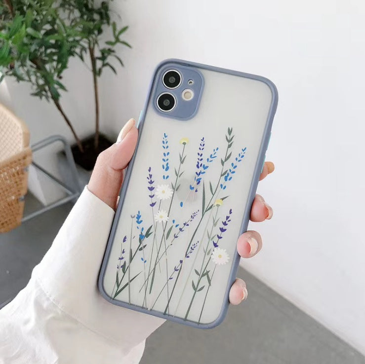 Bonita funda para teléfono con diseño de hojas y flores