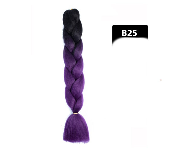 Peluca de seda africana de alta temperatura con fibra química y trenza grande en color degradado