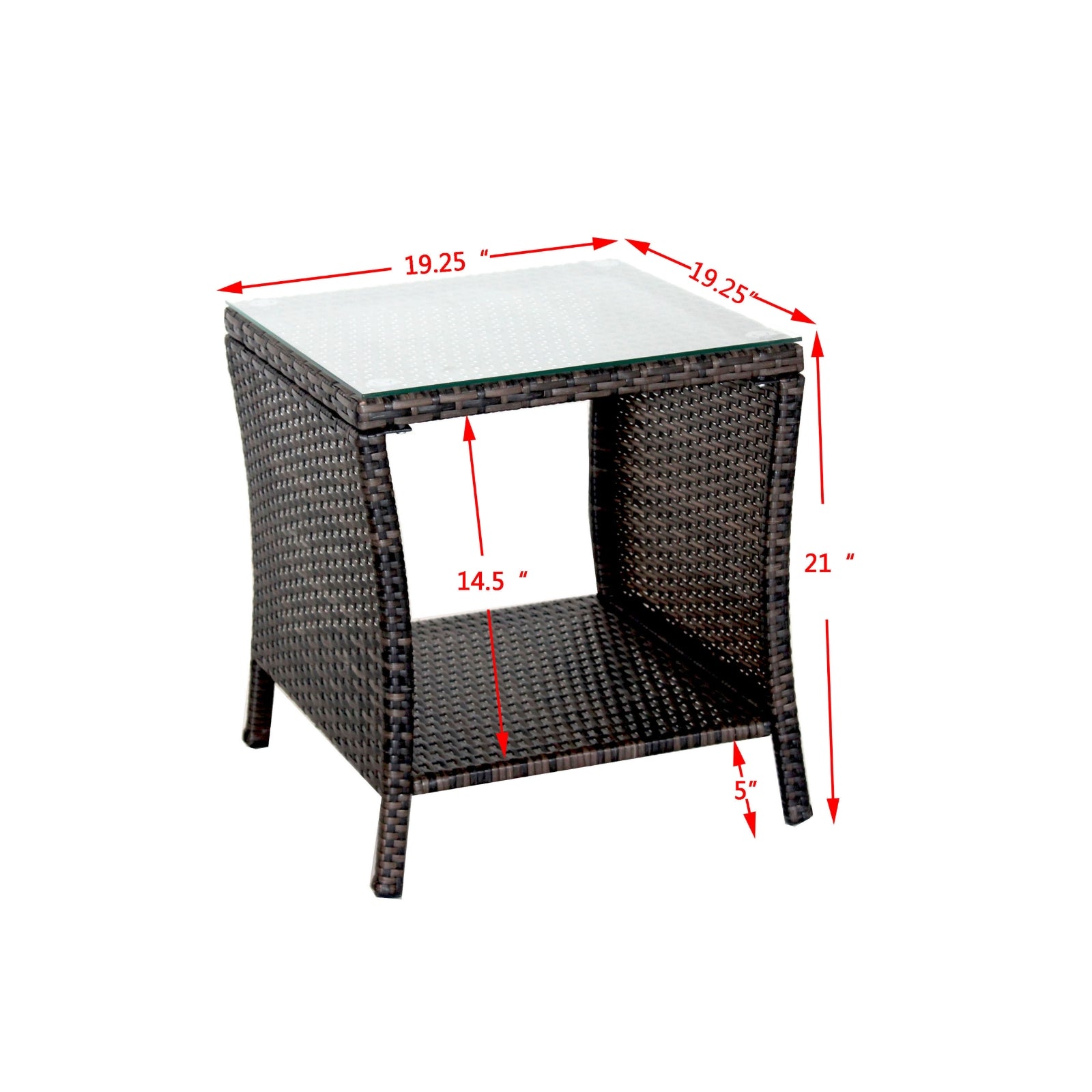 Muebles de exterior para patio, 1 mesa de centro con vidrio templado transparente