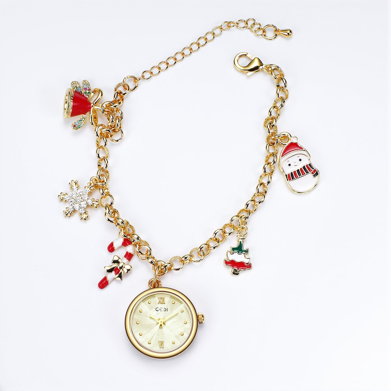 Reloj de cuarzo con pulsera navideña para mujer