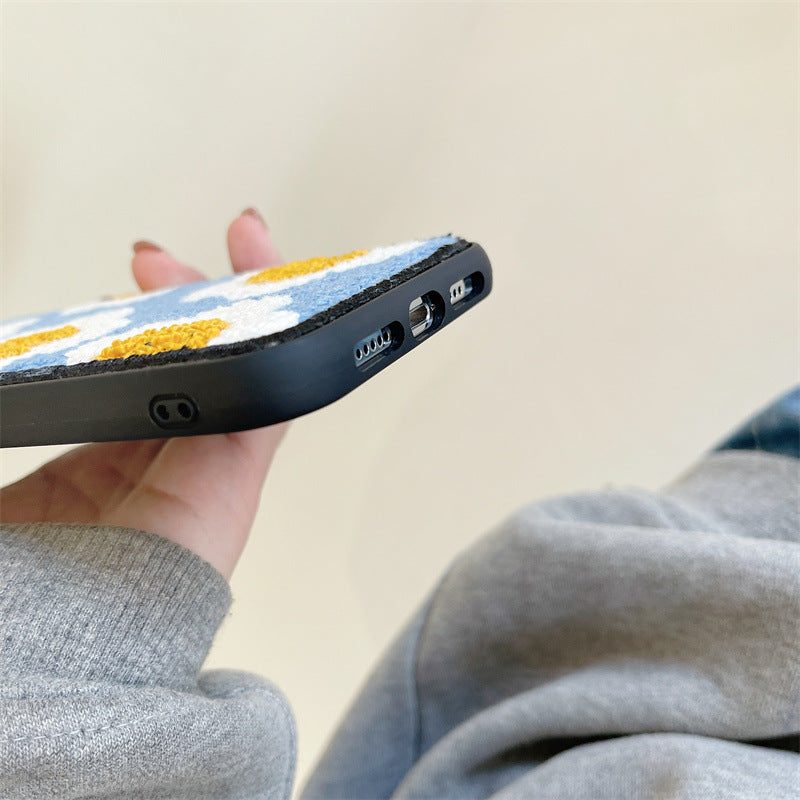 Funda de teléfono de felpa con flores creativa y sencilla