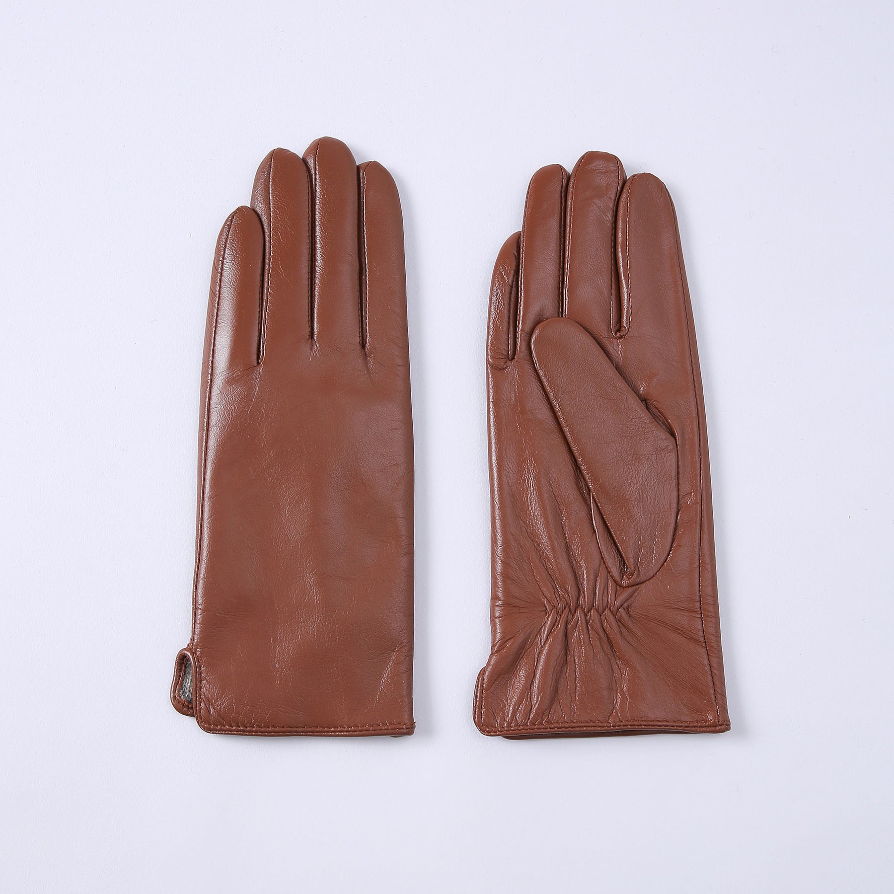 Guantes térmicos de cuero con forro polar de color liso para mujer